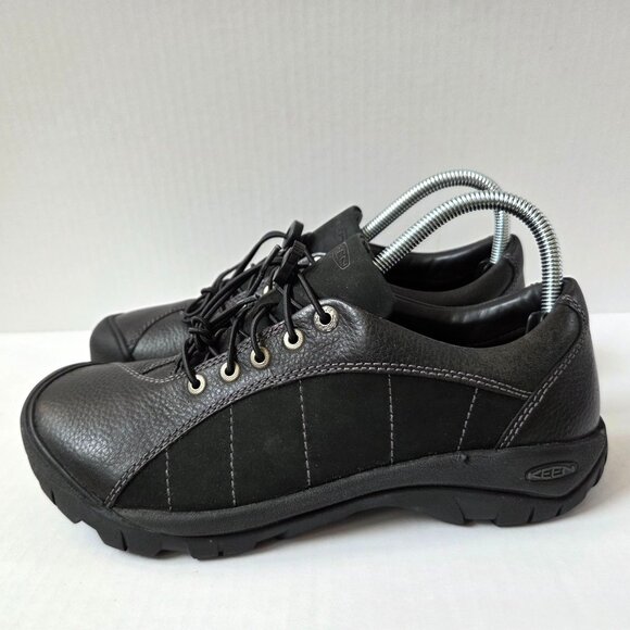 Keen Shoes Womens 10 W Wide Black Leather Presidio Low Hiking Trail Boots - Picture 1 of 11
